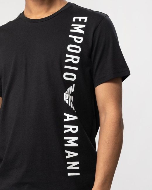 Emporio Armani Black Logo-print Cotton T-shirt for men