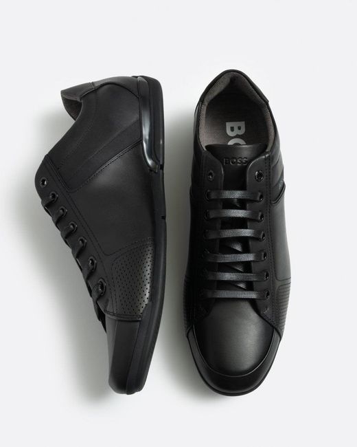 Boss Black Saturn Leather Lux Low Profile Trainers for men