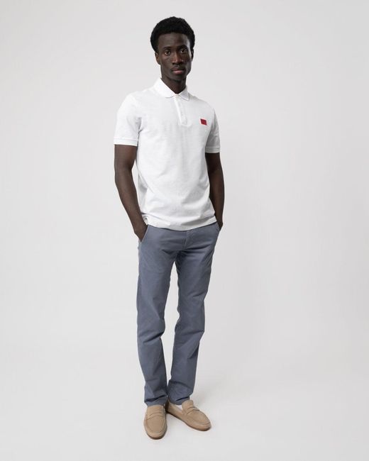 HUGO White Logo Patch Polo Shirt for men