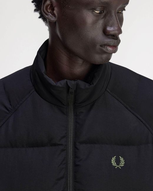 Fred Perry Blue Raglan Sleeve Padded Jacket for men