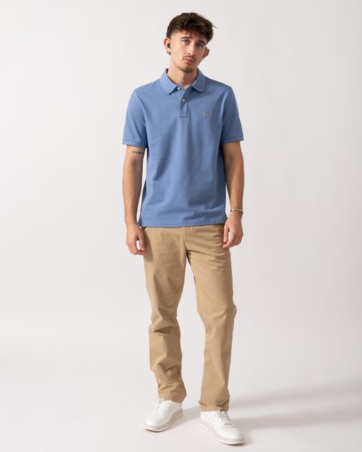 Gant Blue Regular Fit Short Sleeve Shield Logo Pique Polo for men