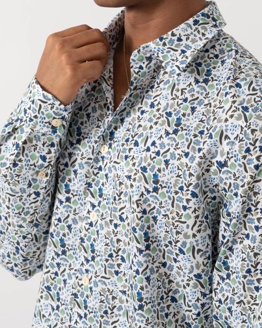 Paul Smith Gray Ps Tailored Fit Long Sleeve Floral Pattern Shirt for men
