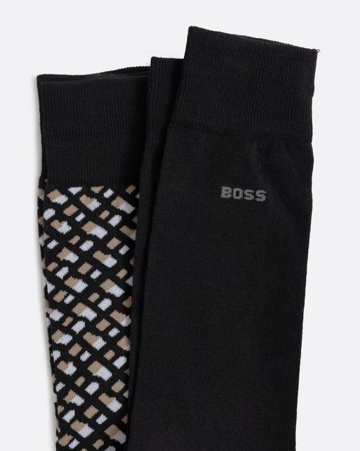Boss Black Monogram 2 Pack Regular Length Cotton Blend Socks for men