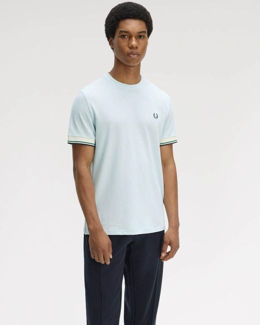 Fred Perry White Twin Tipped Cuff T-Shirt for men