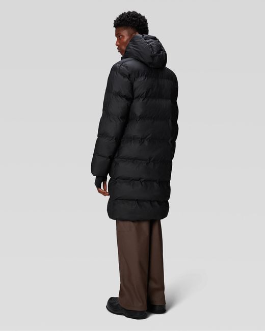 Rains Black Alta Long Puffer Jacket Size: S