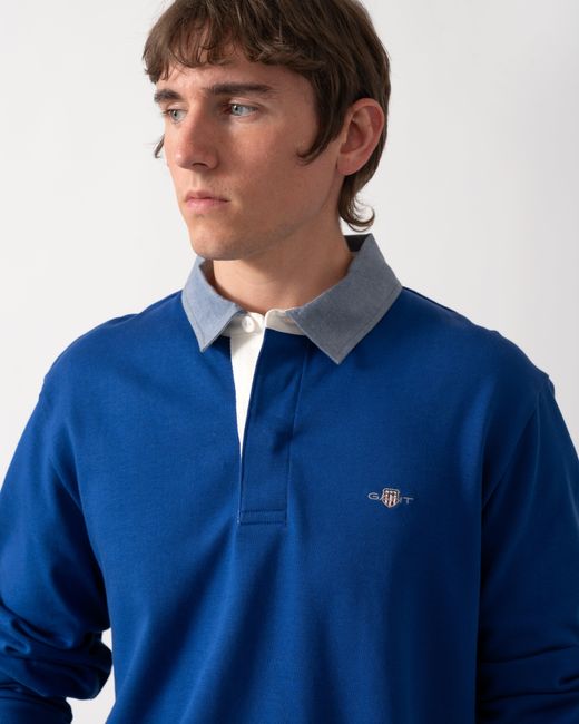 Gant Blue Regular Fit Chambray Heavy Rugger for men