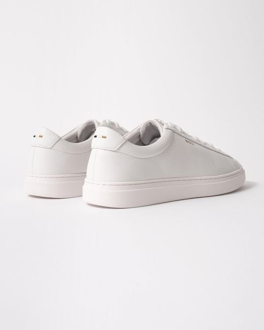 Boss White Kieran Grained-Leather Trainers With Rubber Sole for men