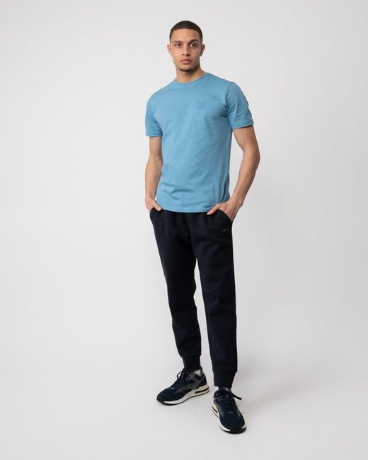 Boss Blue Tales Cotton-jersey T-shirt With Logo Patch for men