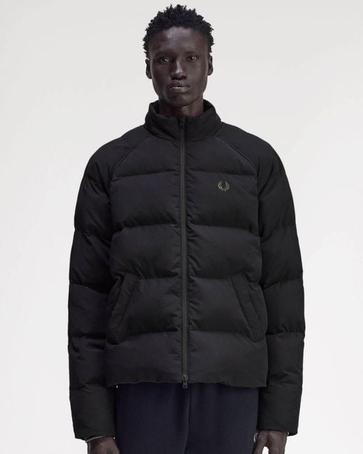 Fred Perry Blue Raglan Sleeve Padded Jacket for men