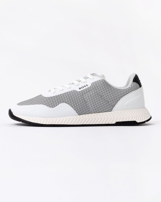 Boss White Ttnm Evo Mesh Trainers With Faux-Leather Trims for men