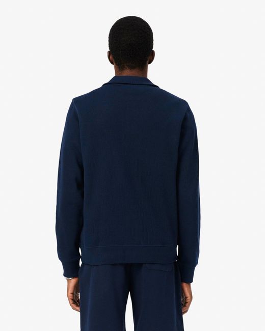 Lacoste Blue Zip Neck High Neck Interlock Sweatshirt for men