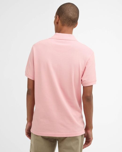 Barbour Pink Tartan Pique Polo for men