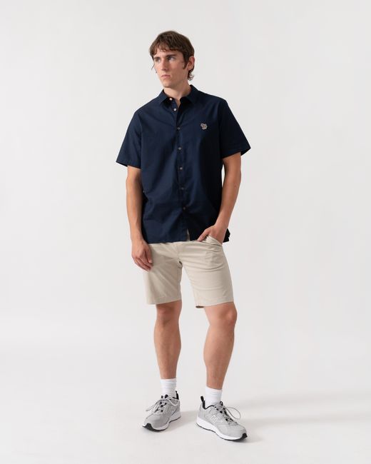 Paul Smith Blue Ps Casual Fit Short Sleeve Zebra Badge Shirt for men