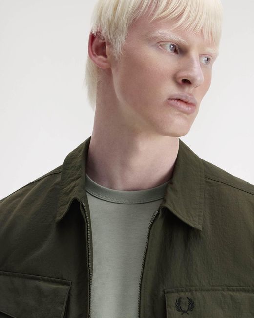 Fred Perry Green Ripstop Pocket Overshirt for men