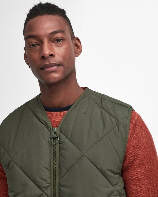 Barbour Green Field Quilted Gilet , Size: L for men