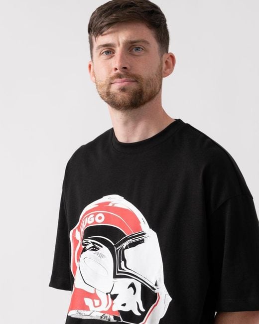 HUGO Black X Rb Dit T-Shirt With Bull Graphic Print for men