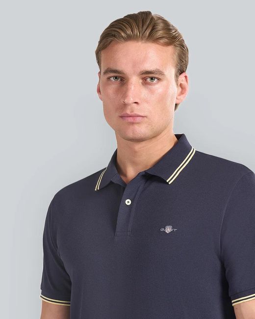 Gant Blue Contrast Tipping Polo 433 Evening for men