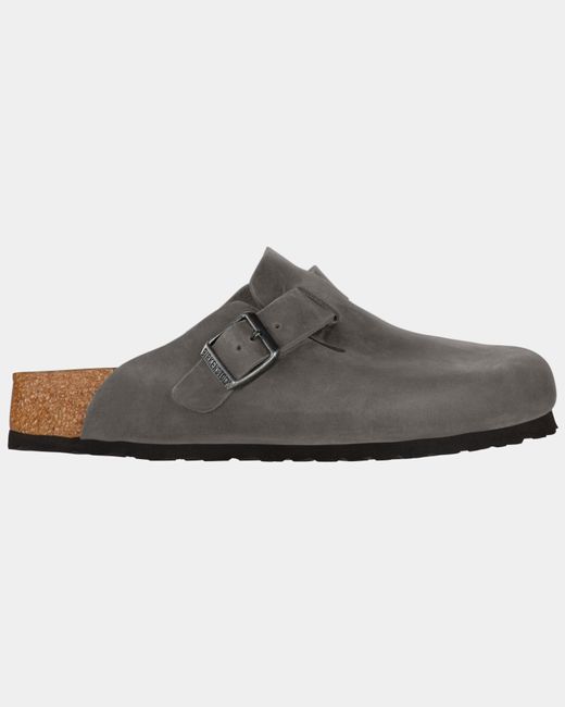 Birkenstock Gray Boston Soft Footbed Oiled Leather Clogs