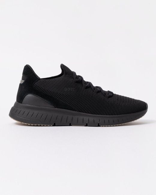 Boss Black Titanium Slip-on Knit Trainers for men