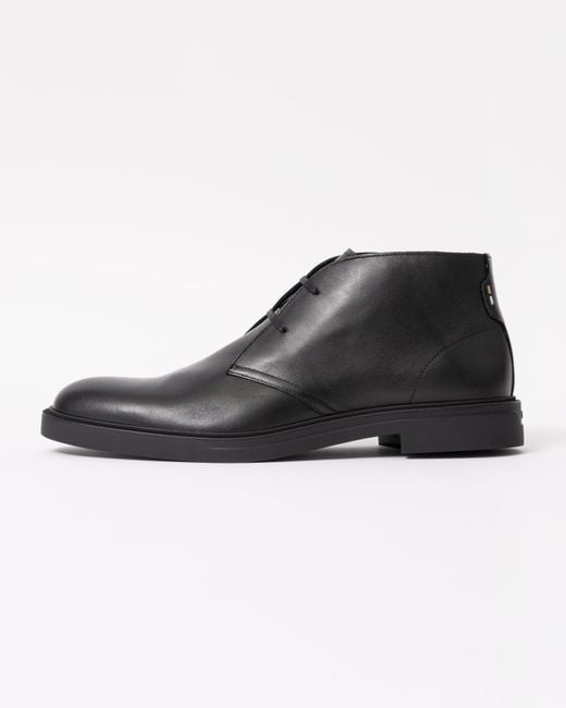 Boss Black Calev Leather Desert Boots With Signature Stripe Detailing for men