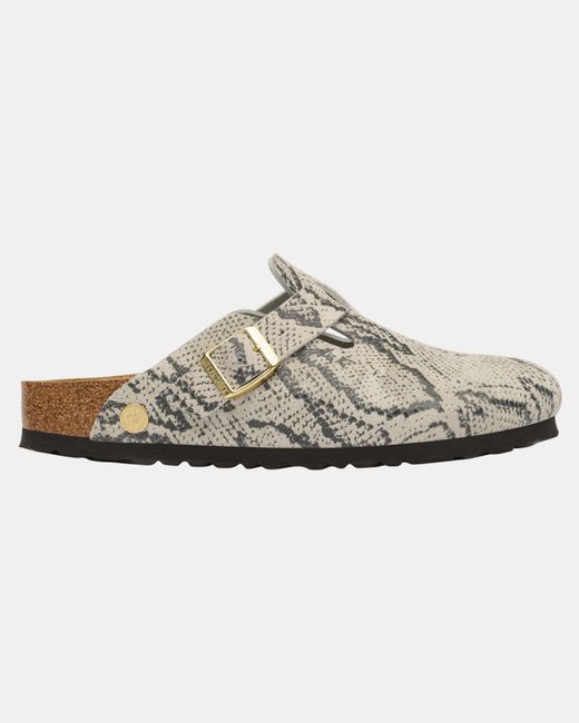 Birkenstock White Boston Rivet Logo Clogs