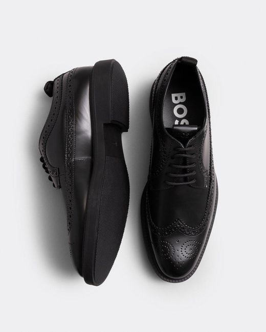 Boss Black Larry Leather Derby Brogue Shoes for men