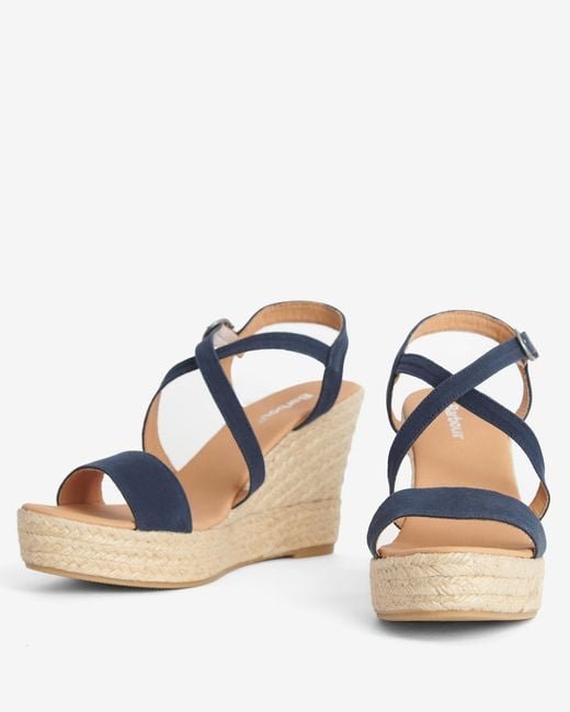 Barbour Blue Lucia Wedge Espadrilles