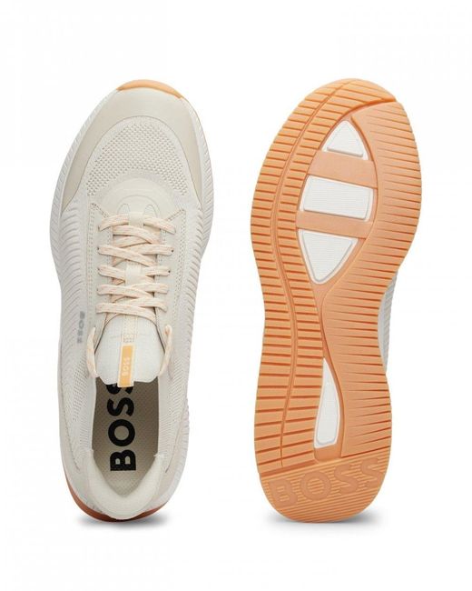 Boss White Ttnm Evo Trainers With Knitted Upper for men