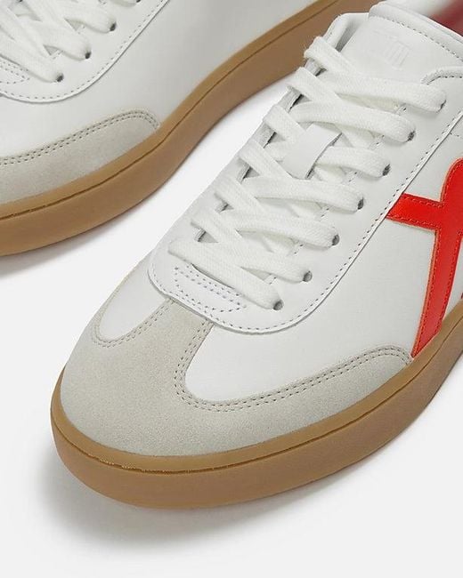 Fitflop Red The Dash T-Toe Leather Trainers