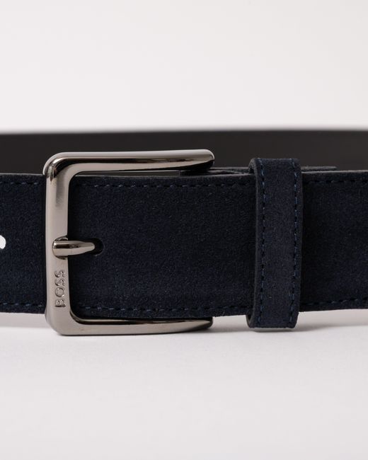 Boss Multicolor Ronnie Suede Belt With Logo-Engraved Gunmetal Buckle for men
