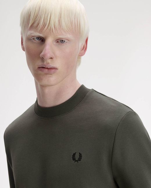Fred Perry Green Crew Neck Sweatshirt for men