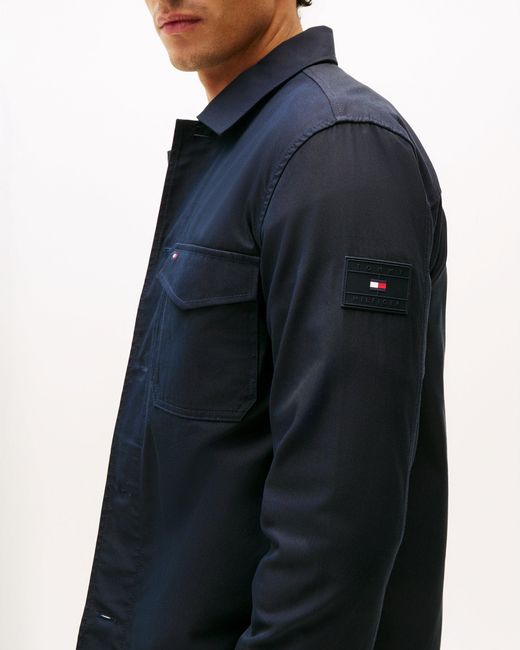 Tommy Hilfiger Blue Flag Embroidery Twill Shirt Jacket for men