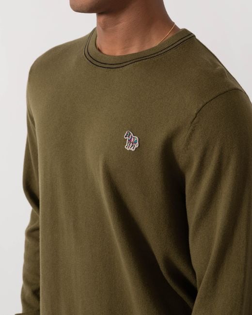 Paul Smith Green Ps Crew Neck Zebra Badge Sweater for men