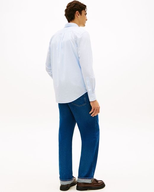 Tommy Hilfiger Blue Flex Poplin Gingham Long Sleeve Shirt for men