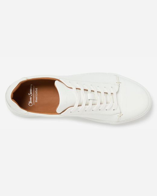 Oliver Sweeney White Almada Perforated Leather Trainers for men