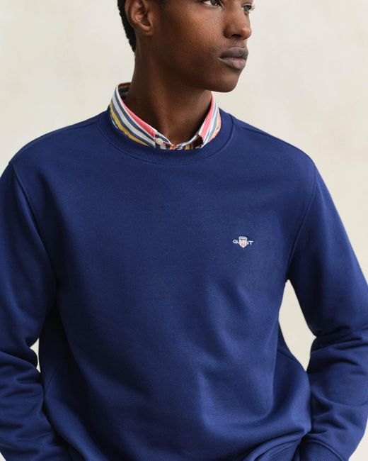 Gant Blue Regular Fit Shield Logo Crew Neck Sweatshirt for men