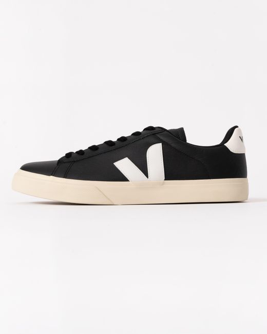 Veja Black Campo Leather Trainers for men