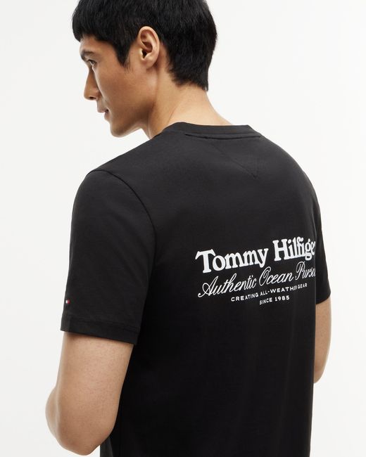 Tommy Hilfiger Black Nautical Back Graphic T-Shirt for men