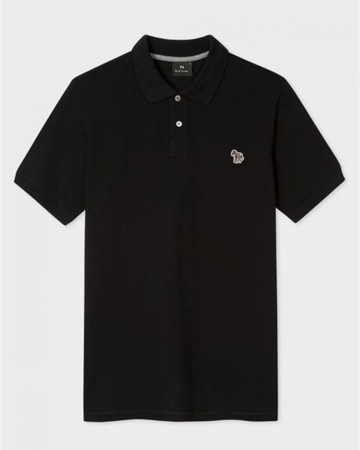 Paul Smith Black Ps Organic Cotton Zebra Logo Polo Shirt for men