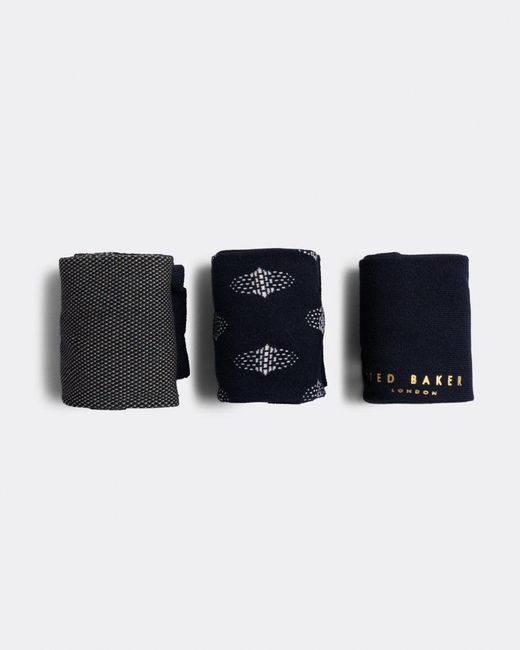 Ted Baker Navypak Assorted Socks, 3 pk.