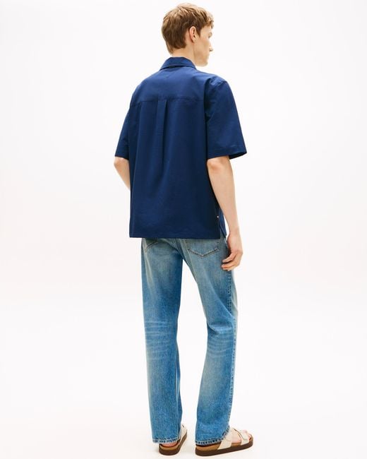 Tommy Hilfiger Blue Performance Seersucker Short Sleeve Shirt for men