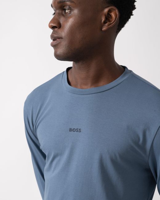 Boss Blue Tchark Long Sleeve Stretch Cotton T-Shirt for men