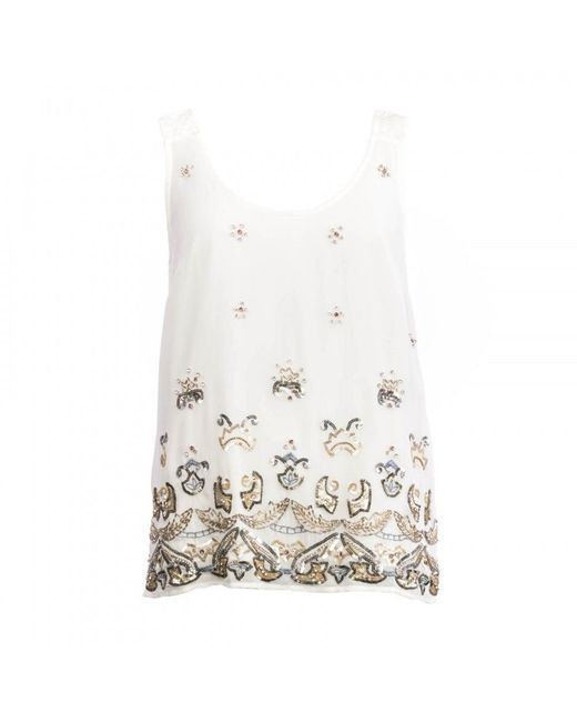 French Connection White Elsa Sparkle Strappy Top