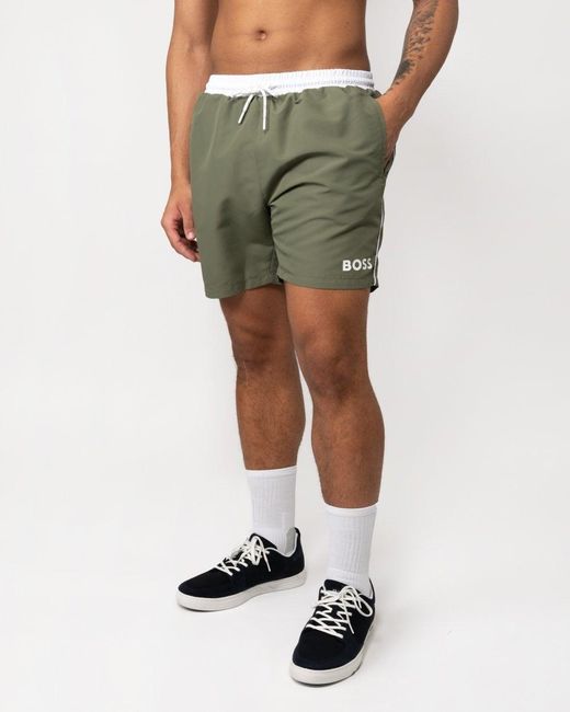 Boss Green Starfish Quick-dry Swim Shorts With Contrast Details for men