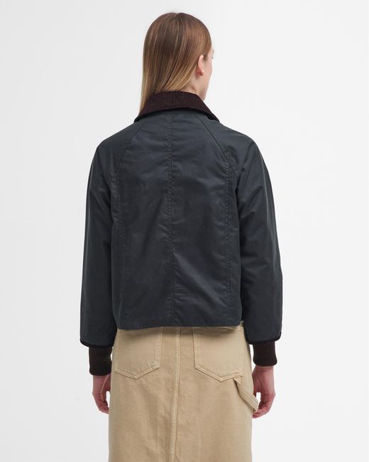 Barbour Gray Cropped Beadnell Wax Jacket