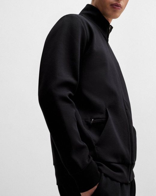Boss Black Skaz Stretch-Cotton Full Zip Sweatshirt With Logo Print Nos for men