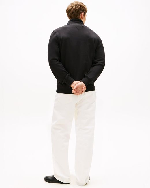 Tommy Hilfiger Black Essential Terry 1/4 Zip Sweatshirt for men