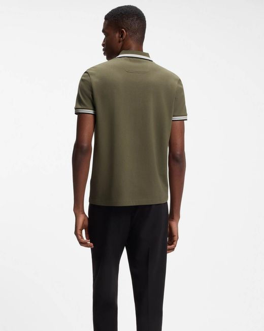 Boss Green Paddy Cotton-Piqué Polo Shirt With Contrast Logo for men