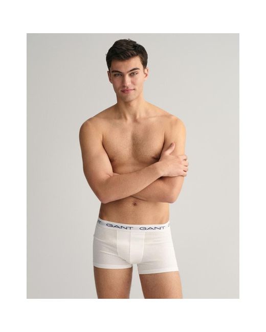 Gant White 3-pack Cotton Jersey Trunks for men