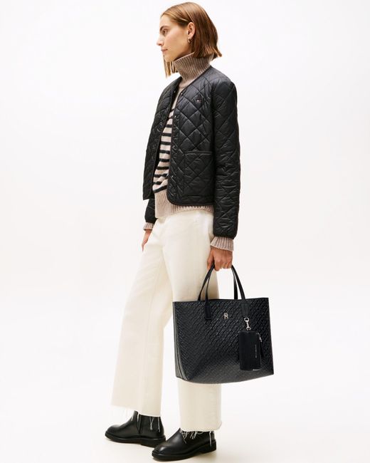Tommy Hilfiger Black Th Icon Mono Satchel Handbag